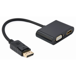 DISPLAY GEMBIRD PORT MACHO A HDMI HEMBRA + CABLE ADAPTADOR VGA HEMBRA NEGRO