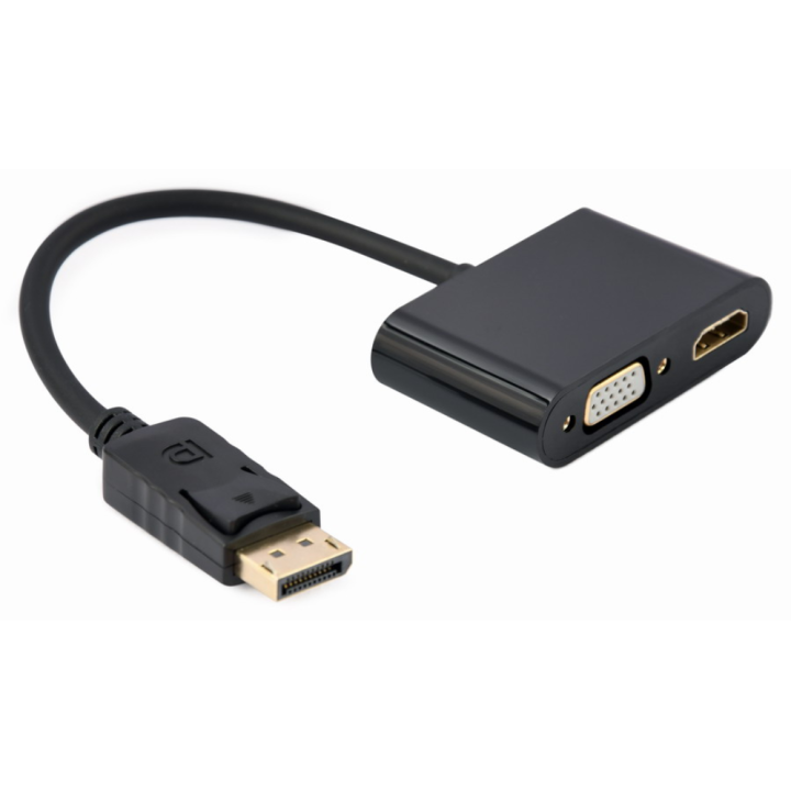 DISPLAY GEMBIRD PORT MACHO A HDMI HEMBRA + CABLE ADAPTADOR VGA HEMBRA NEGRO