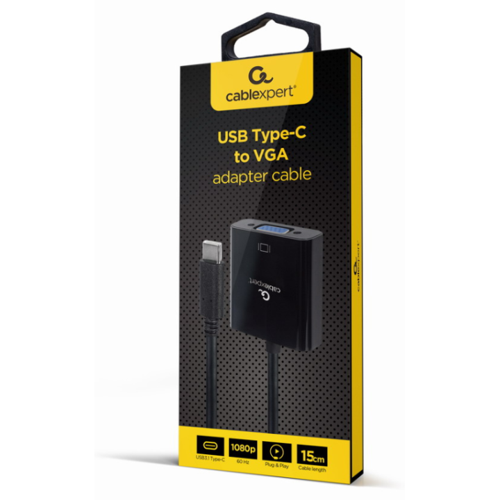 CABLE ADAPTADOR USB TIPO C A VGA 15 CM NEGRO