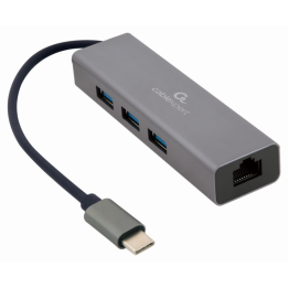 ADAPTADOR DE RED GEMBIRD USB-C GIGABIT CON CONCENTRADOR USB 3.1 DE 3 PUERTOS