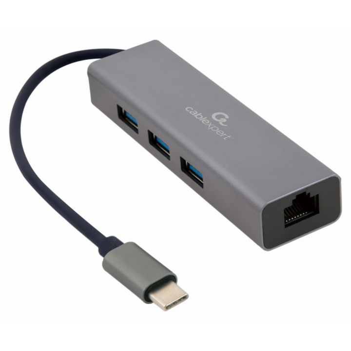 ADAPTADOR DE RED GEMBIRD USB-C GIGABIT CON CONCENTRADOR USB 3.1 DE 3 PUERTOS