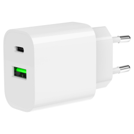 CARGADOR RAPIDO USB GEMBIRD DE 2 PUERTOS Y 20 W, BLANCO