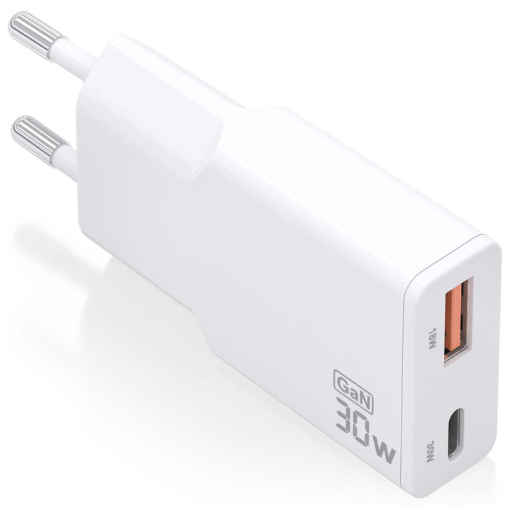 CARGADOR AISENS GAN ULTRA DELGADO 30W USB-C PD3.0 QC4.0 USB-A QC3.0