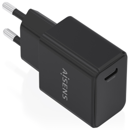 CARGADOR AISENS GaN 20W USB-C PD3.0 1xUSB-C NEGRO