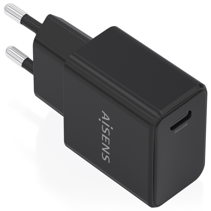 CARGADOR AISENS GaN 20W USB-C PD3.0 1xUSB-C NEGRO