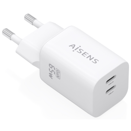 CARGADOR AISENS GaN 65W 2xUSB-C PD3.0 QC4.0 BLANCO