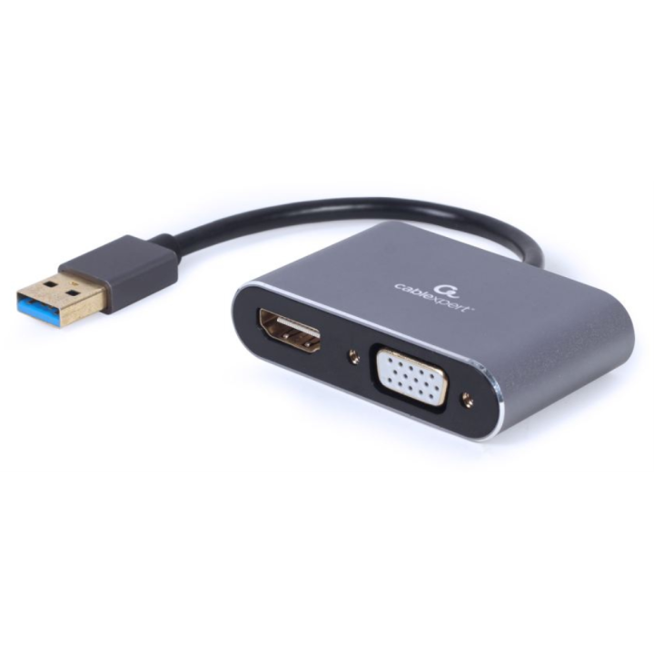 ADAPTADOR DE PANTALLA GEMBIRD USB A HDMI , VGA, GRIS ESPACIAL