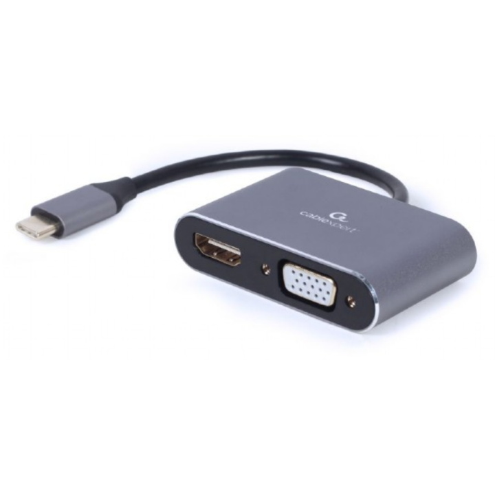 ADAPTADOR DE PANTALLA GEMBIRD USB TIPO C A HDMI , VGA, GRIS ESPACIAL