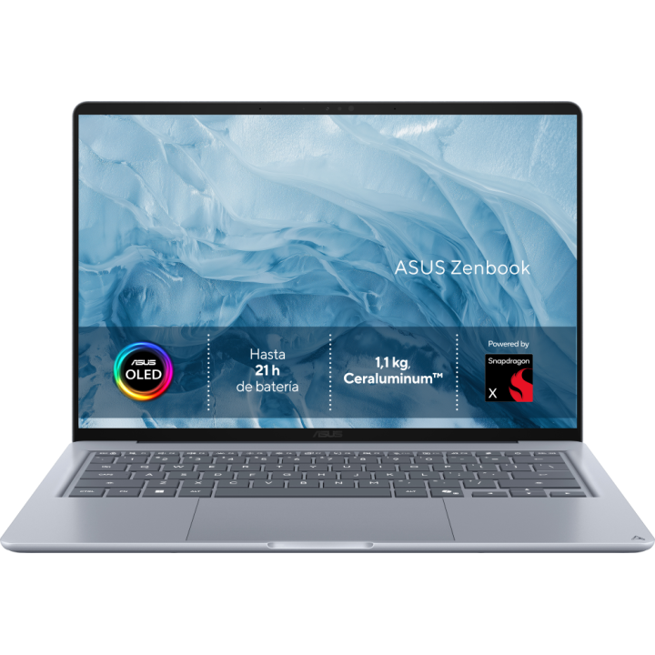 PORTATIL ASUS ZENBOOK 14 UX3480QA-U1144W SNAPDRAGON X1-26-100 16GB 256GB 14"OLED W11H BLUE noAC