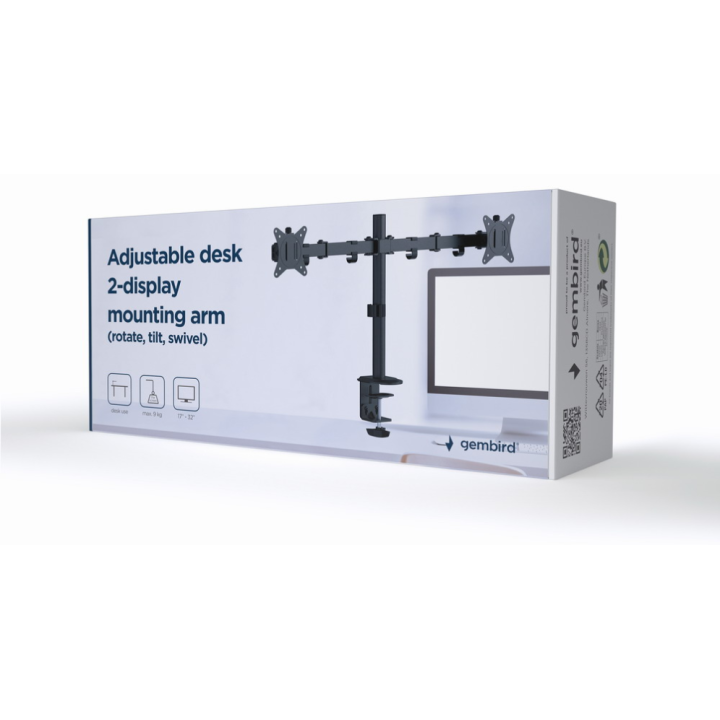 SOPORTE DE PARED GEMBIRD PARA TV (INCLINABLE) 2 PANTALLAS 17-32'' HASTA 9 KG