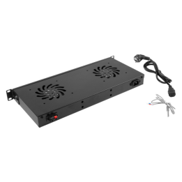 PANEL VENTILACION LANBERG LCD 2 VENTILADORES TERMOSTATO 230V 1U RACK 19 NEGRO
