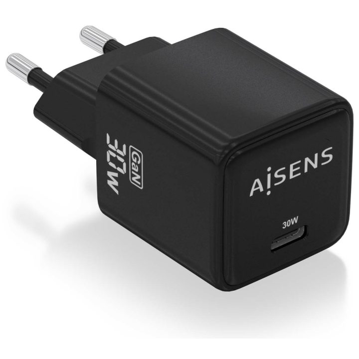 CARGADOR AISENS GAN 30W 1XUSB-C PD3.0 QC4.0 NEGRO