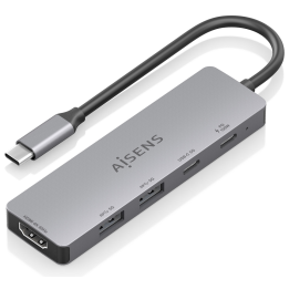 USB-C DOCK AISENS 5 EN 1 HDMI 2XUSB-A USB-C USB-C PD GRIS 15CM