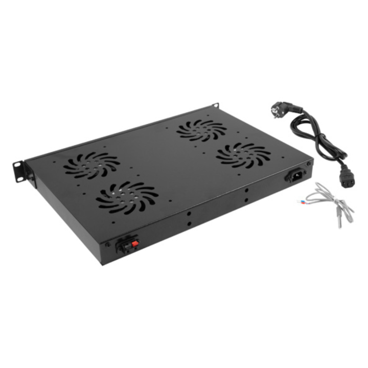 PANEL VENTILACION LANBERG LCD 4 VENTILADORES TERMOSTATO 230V 1U RACK 19 NEGRO