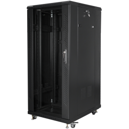 ARMARIO LANBERG RACK 19" 27U 600X800 FLAT PACK NEGRO PUERTA CRISTAL CON LCD