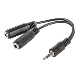 ADAPTADOR LANBERG JACK STEREO MACHO A JACK STEREO HEMBRA X2 10 CM NEGRO