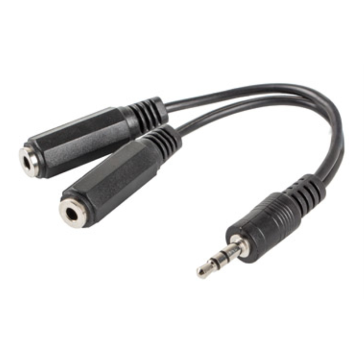 ADAPTADOR LANBERG JACK STEREO MACHO A JACK STEREO HEMBRA X2 10 CM NEGRO
