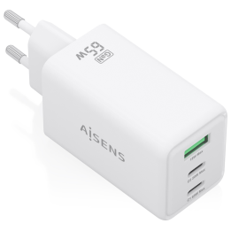 CARGADOR AISENS GAN 65W 2XUSB-C PD3.0 QC4.0 1XUSB-A QC3.0 BLANCO