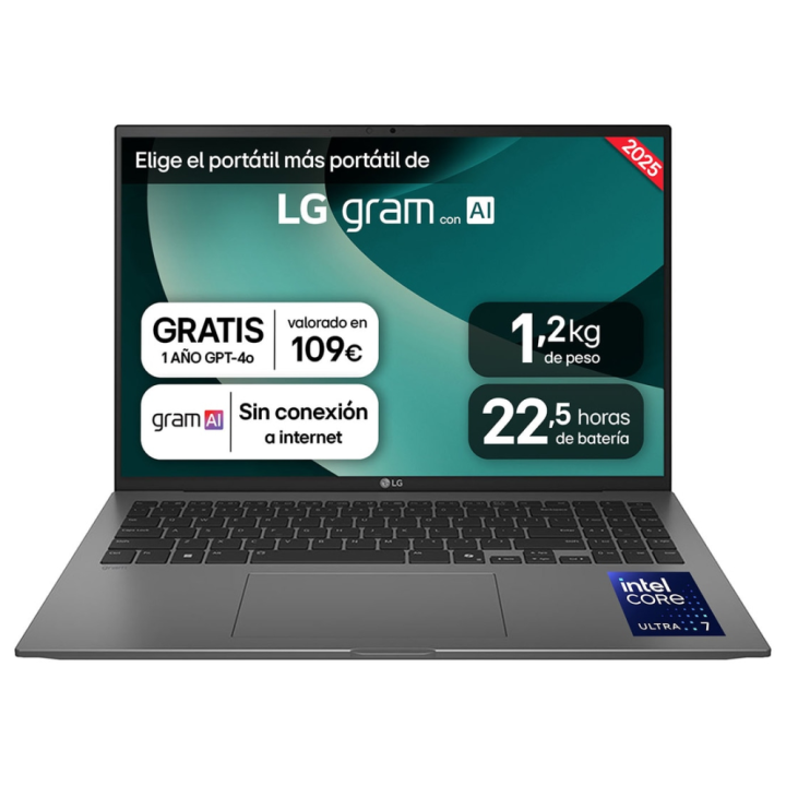 PORTATIL LG GRAM U5-225H 16GB 512GB 16" WQXGA FDOS.
