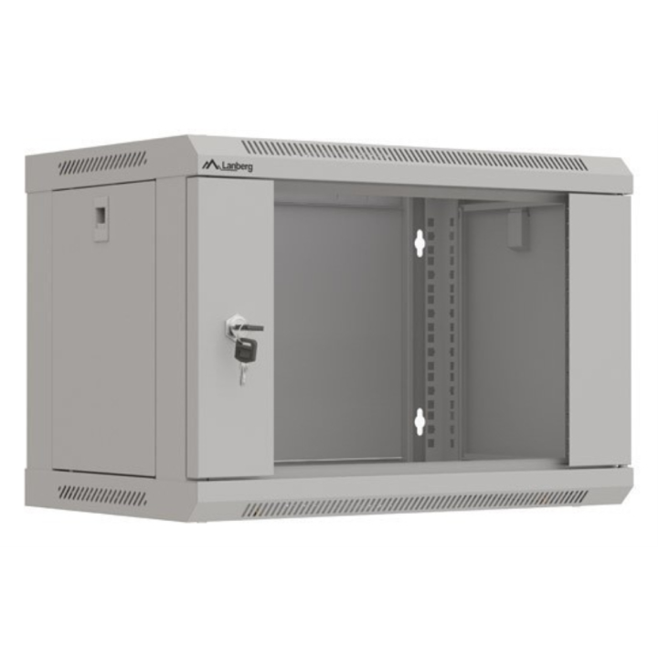 ARMARIO LANBERG MURAL RACK 19" 6U 540X350 FLAT PACK GRIS PUERTA CRISTAL