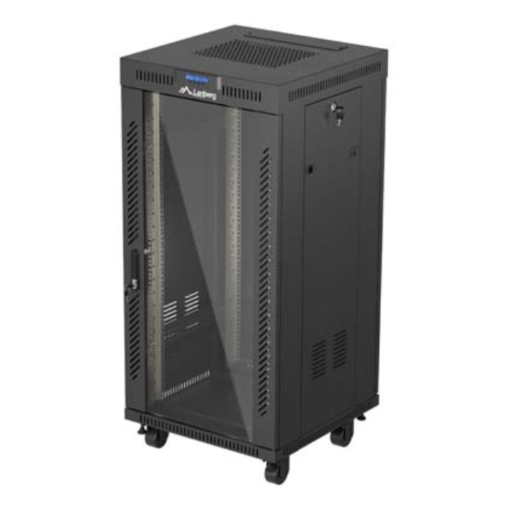 ARMARIO RACK LANBERG 19" 24U 600X600 CON LCD PUERTA DE CRISTAL FLAT PACK NEGRO