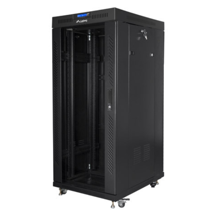 ARMARIO LANBERG RACK 19" 27u 800X1000 FLAT PACK NEGRO PUERTA CRISTAL CON LCD