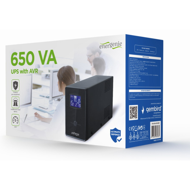 SAI GEMBIRD CON PANTALLA LCD 650 VA NEGRO