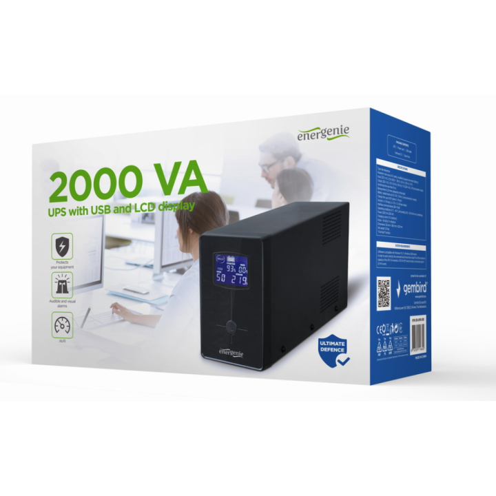 SAI GEMBIRD CON USB Y DISPLAY LCD 2000 VA NEGRO