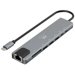 HUB EWENT USB 3.2 GEN1 USB-C DOCK 8-1 HDMI 4K 2XUSB-C 2XUSB-A LAN CARD READER