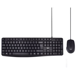 COMBO TECLADO RATON EWENT PORTUGUES ESCRITURA SILENCIOSAUSB NEGRO