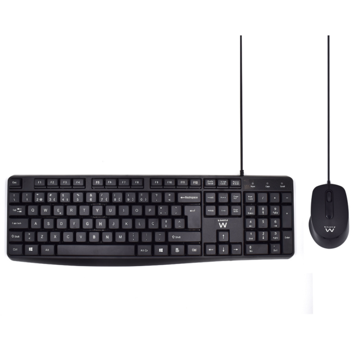 COMBO TECLADO RATON EWENT PORTUGUES ESCRITURA SILENCIOSAUSB NEGRO