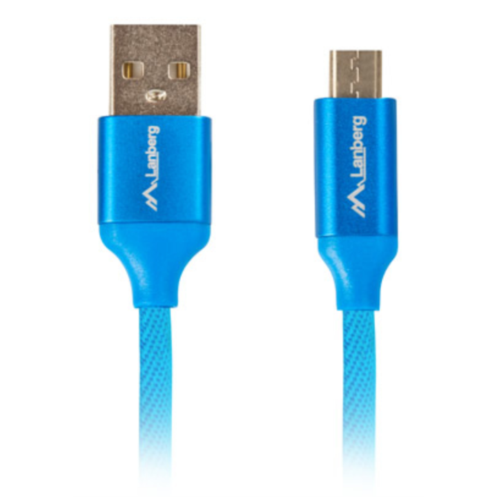 CABLE USB LANBERG 2.0 MACHO/MICRO USB MACHO QUICK CHARGE 3.0 1.8M AZUL