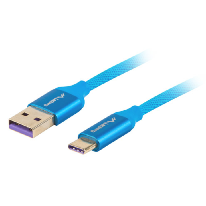 CABLE USB LANBERG 2.0 MACHO/USB C MACHO 5A 1M AZUL