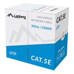 BOBINA CABLE RED LANBERG UTP RJ45 100 MB/S TRENZADO CCA AWG24 305M GRIS