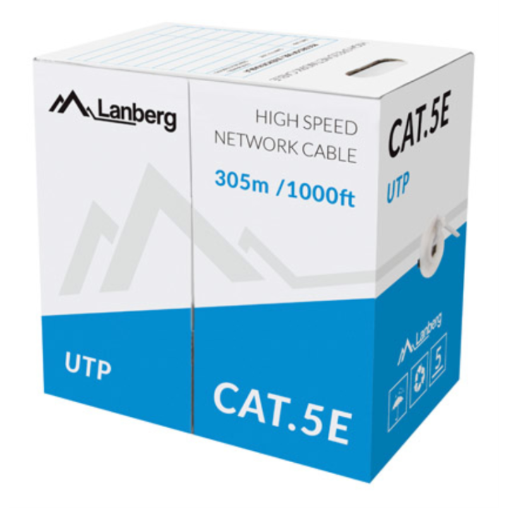 BOBINA CABLE RED LANBERG UTP RJ45 100 MB/S TRENZADO CCA AWG24 305M GRIS