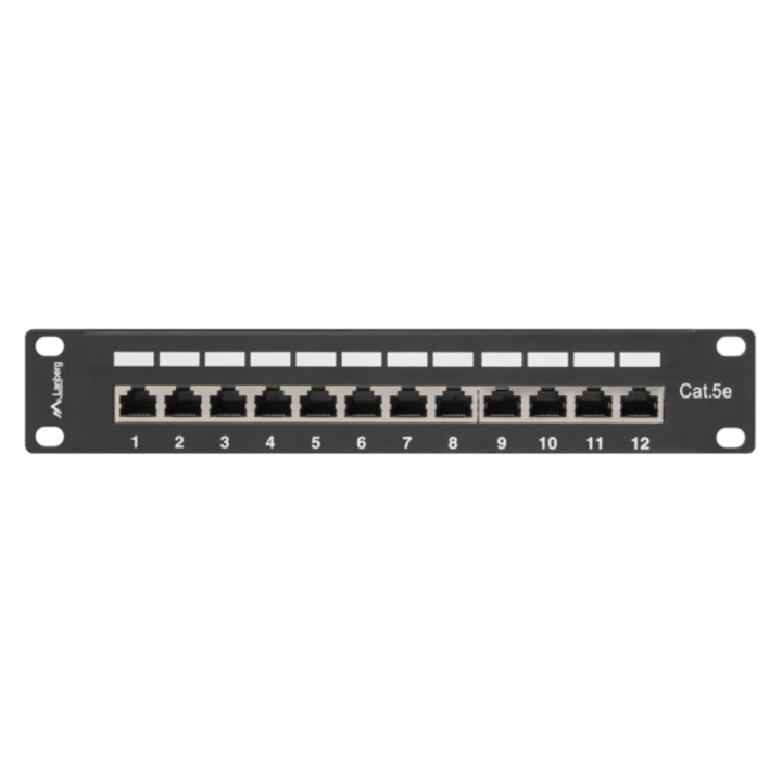 PATCH PANEL LANBERG 12 PUERTOS 1U 10" CAT.5E BLINDADO NEGRO