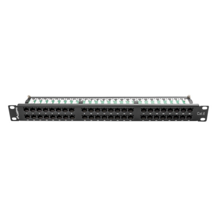 PATCH PANEL LANBERG 48 PUERTOS 1U 19? CAT.6 NEGRO