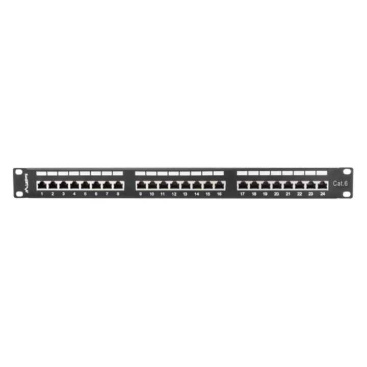 PATCH PANEL LANBERG 24 PUERTOS 1U 19" CAT.6 SFTP NEGRO