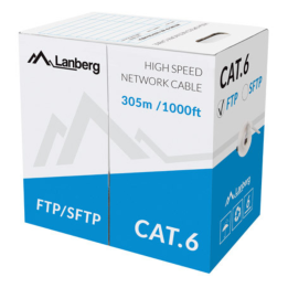 BOBINA CAT.6 LANBERG FTP 305M SOLID CU CPR + FLUKE PASSED GRIS