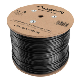 BOBINA CAT.6 LANBERG OUTDOOR FTP RJ45 COBRE GEL-FILLED FLUKE AWG24 305M NEGRO