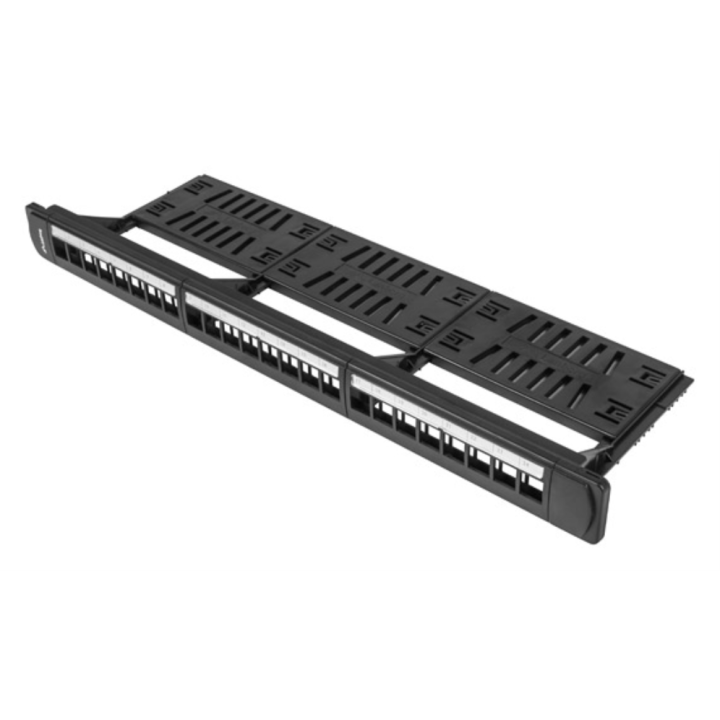 PATCH PANEL LANBERG 24 PUERTOS 1U RACK 19 ORGANIZADOR MODULOS KEYSTONE NEGRO