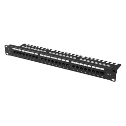 PATCH PANEL LANBERG 24 PUERTOS 1U 19" CAT.6 UTP CON ORGANIZADOR CABLES NEGRO