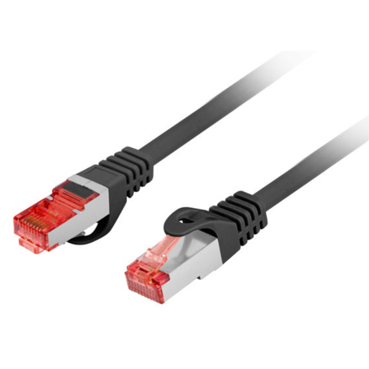 CABLE RED LANBERG LATIGUILLO CAT.6 S/FTP LSZH CU 0.25M NEGRO FLUKE PASSED