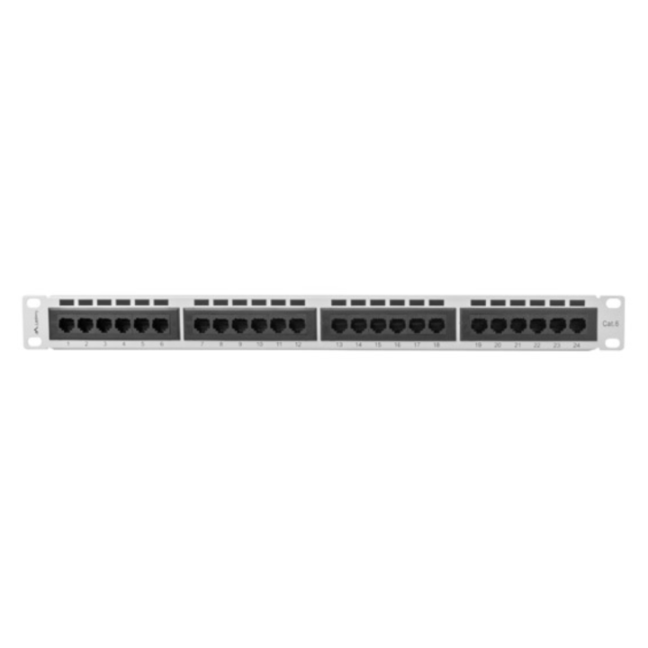 PATCH PANEL LANBERG CAT.6 UTP 24 PUERTOS 1U RACK 19" GRIS
