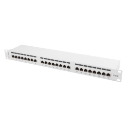 PATCH PANEL LANBERG 24 PUERTOS 1U 19" CAT.6 FTP GRIS