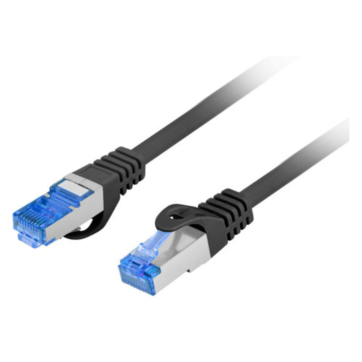 CABLE RED LANBERG LATIGUILLO CAT.6A S/FTP LSZH CCA 1M NEGRO FLUKE PASSED