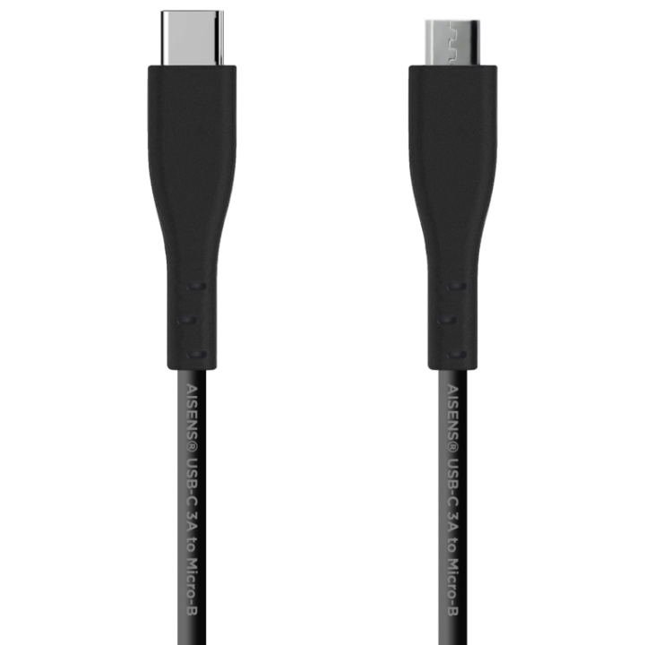 CABLE USB 2.0 AISENS 3A TIPO USB-C/M-MICRO B/M NEGRO 1.0M