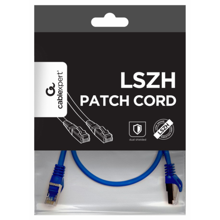 CABLE RED S-FTP GEMBIRD CAT 6A LSZH AZUL 0,5 M