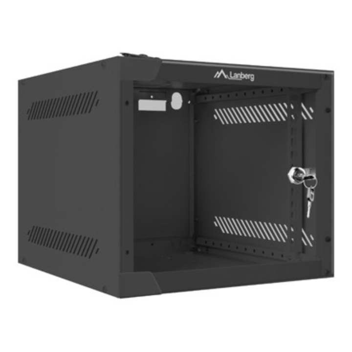 ARMARIO LANBERG MURAL RACK 10" 4U/280X310 FLAT PACK NEGRO PUERTA CRISTAL
