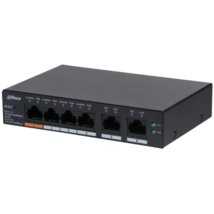 SWITCH IT DAHUA DH-CS4006-4GT-60 GIGABIT SWITCH WITH 4-PORT POE